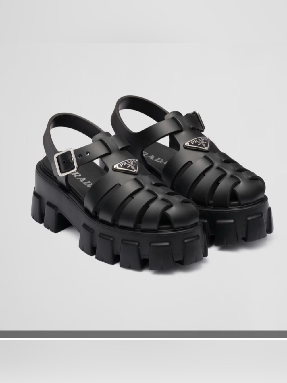 Prada Black Chunky Rubber Fisherman Sandals